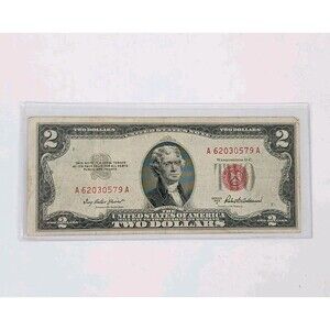 1953 Red Seal 2 Dollar Bill Rare A Series